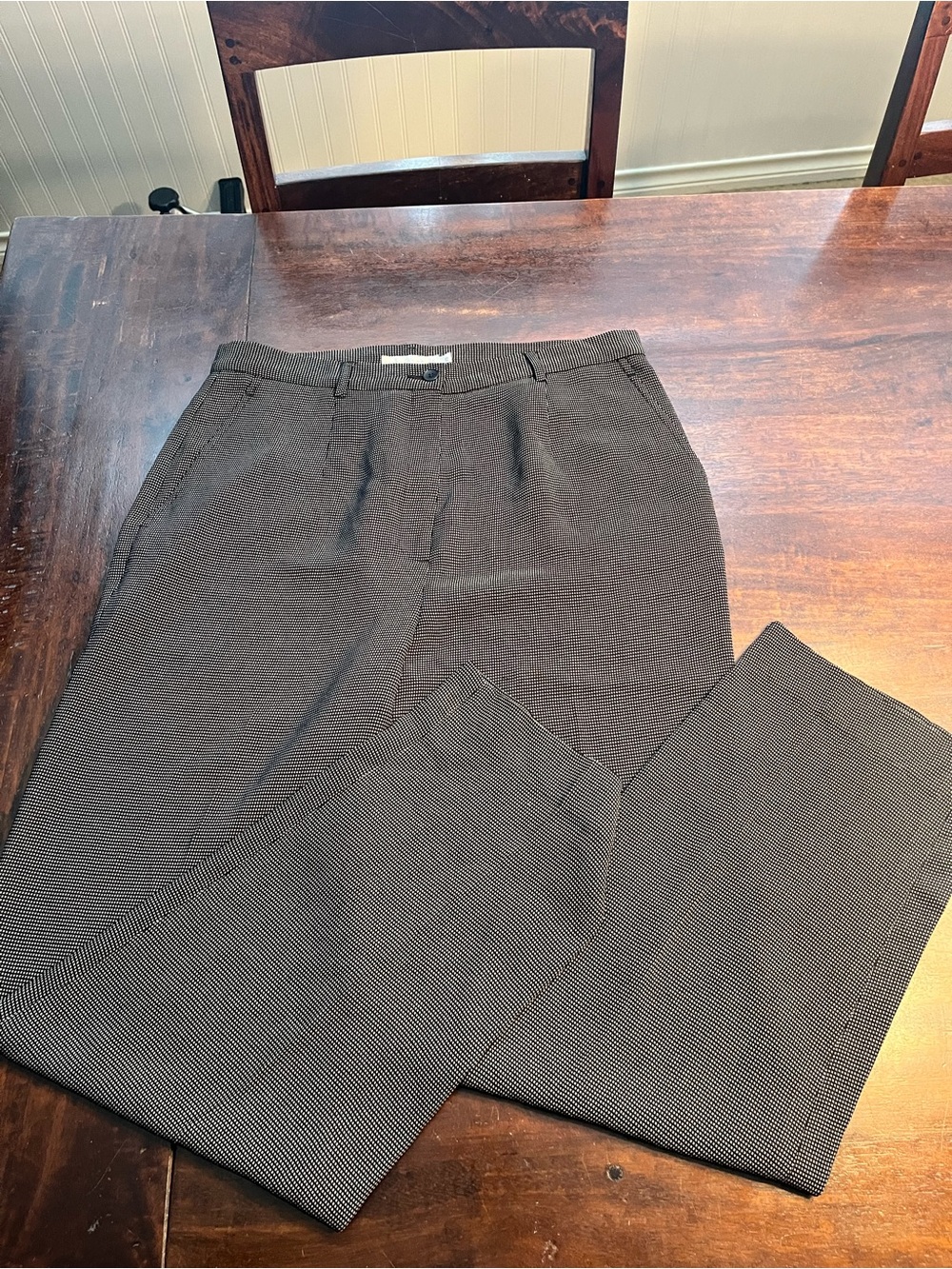 Women’s Straight-Leg Dress Pants in Charcoal Micro-Stripe